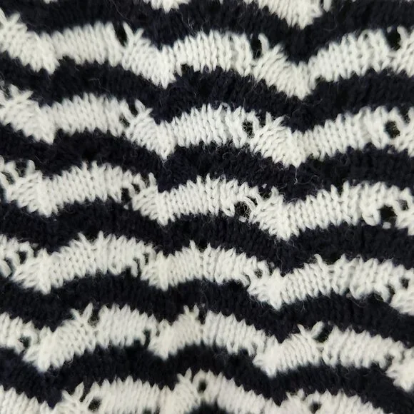 Zara striped knitted/chrochet ruffle sleeve cotton top/blouse/sweater Sz S - Picture 4 of 8